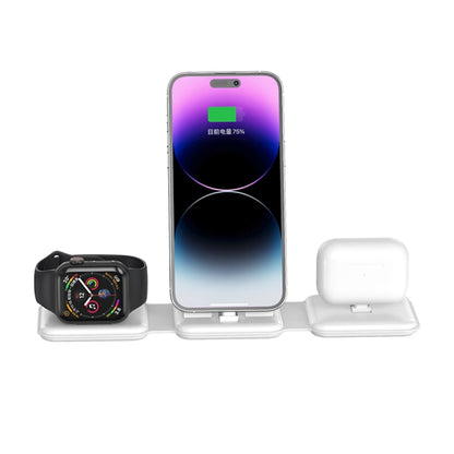 A75 Folding 3 in 1 Wireless Charger Suitable for Apple Watch Mobile Phone Headset(White) - Wireless Charger by PMC Jewellery | Online Shopping South Africa | PMC Jewellery