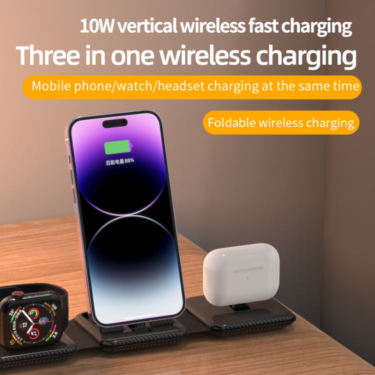 A75 Folding 3 in 1 Wireless Charger Suitable for Apple Watch Mobile Phone Headset(Black) - Wireless Charger by PMC Jewellery | Online Shopping South Africa | PMC Jewellery