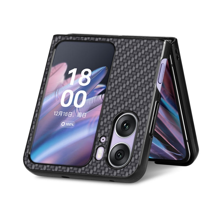 For OPPO Find N2 Flip Carbon Fiber Texture Leather Back Cover Phone Case(Black) - Find N2 Flip Cases by PMC Jewellery | Online Shopping South Africa | PMC Jewellery