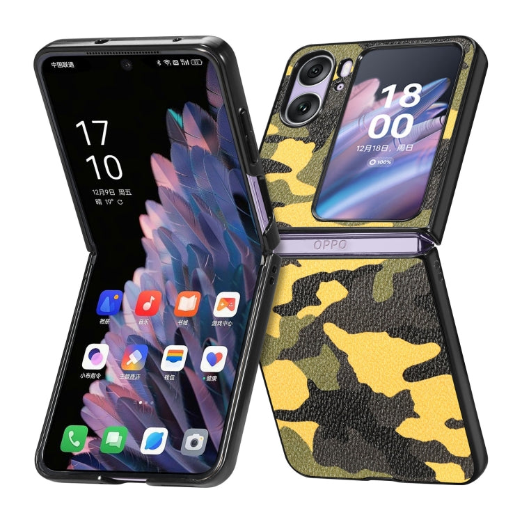 For OPPO Find N2 Flip Camouflage Leather Back Cover Phone Case(Yellow) - Find N2 Flip Cases by PMC Jewellery | Online Shopping South Africa | PMC Jewellery | Buy Now Pay Later Mobicred