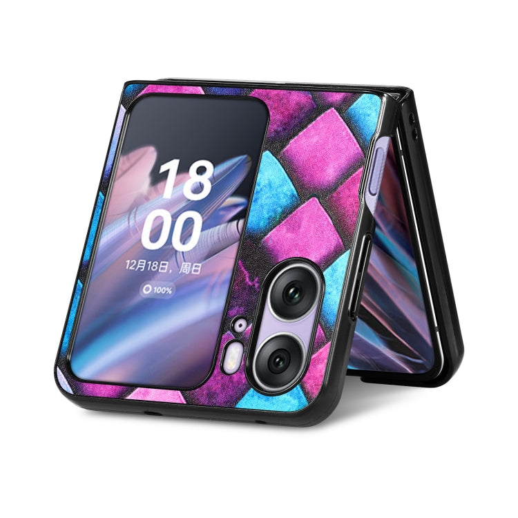 For OPPO Find N2 Flip Colored Drawing Leather Skin Back Cover Phone Case(Purple Scales) - Find N2 Flip Cases by PMC Jewellery | Online Shopping South Africa | PMC Jewellery | Buy Now Pay Later Mobicred