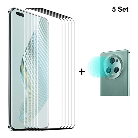 For Honor Magic5 Pro 5pcs ENKAY 3D Hot Bending Edge Glue Tempered Glass Full Film with Lens Film - Honor Tempered Glass by ENKAY | Online Shopping South Africa | PMC Jewellery | Buy Now Pay Later Mobicred