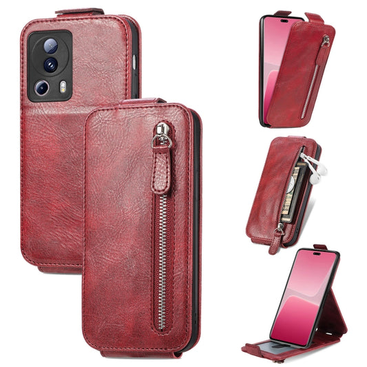 For Xiaomi 13 Lite Zipper Wallet Vertical Flip Leather Phone Case(Red) - 13 Lite Cases by PMC Jewellery | Online Shopping South Africa | PMC Jewellery | Buy Now Pay Later Mobicred