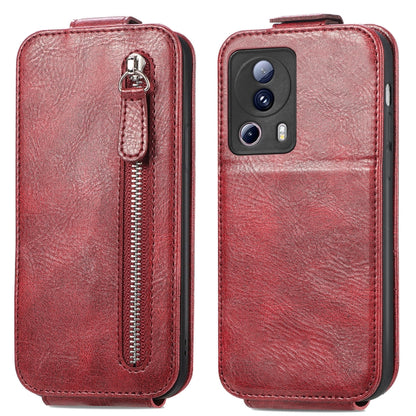 For Xiaomi 13 Lite Zipper Wallet Vertical Flip Leather Phone Case(Red) - 13 Lite Cases by PMC Jewellery | Online Shopping South Africa | PMC Jewellery | Buy Now Pay Later Mobicred