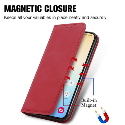 For Samsung Galaxy S25 5G Retro Skin Feel Magnetic Leather Phone Case(Red) - Galaxy S25 5G Cases by PMC Jewellery | Online Shopping South Africa | PMC Jewellery | Buy Now Pay Later Mobicred