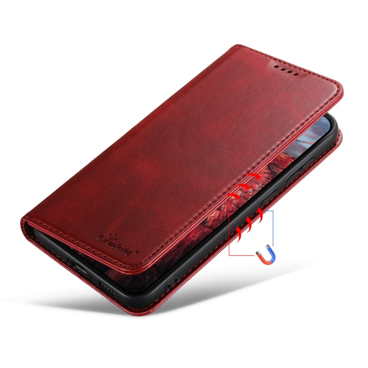 For Samsung Galaxy S24 5G Suteni Calf Texture Horizontal Flip Leather Phone Case(Red) - Galaxy S24 5G Cases by Suteni | Online Shopping South Africa | PMC Jewellery | Buy Now Pay Later Mobicred