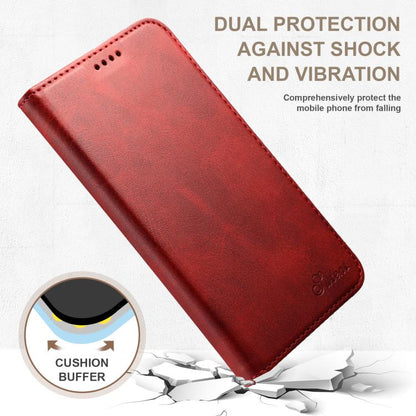 For Samsung Galaxy S25 5G Suteni Calf Texture Horizontal Flip Leather Phone Case(Red) - Galaxy S25 5G Cases by Suteni | Online Shopping South Africa | PMC Jewellery | Buy Now Pay Later Mobicred