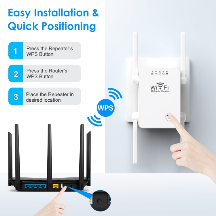 U8 300Mbps Wireless WiFi Repeater Extender Router Wi-Fi Signal Amplifier WiFi Booster(US Plug) - Broadband Amplifiers by PMC Jewellery | Online Shopping South Africa | PMC Jewellery