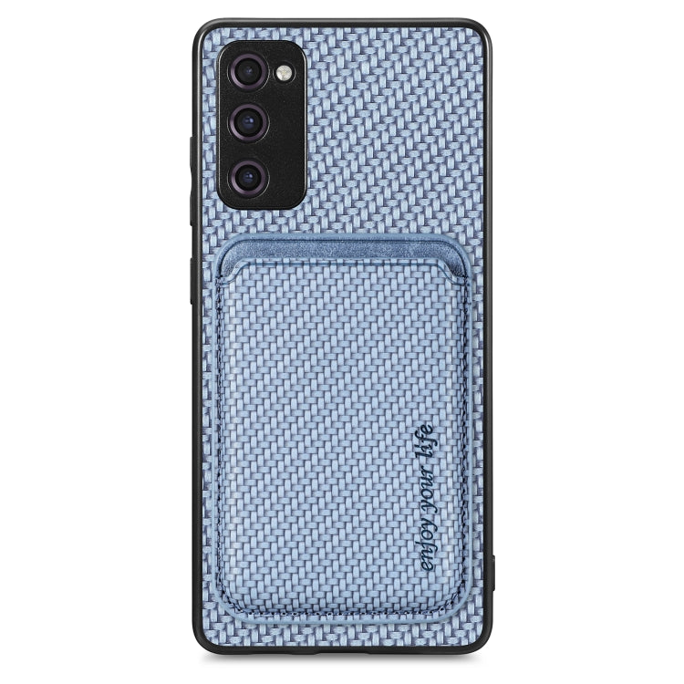 For Samsung Galaxy S20 FE Carbon Fiber Leather Card Magsafe Magnetic Phone Case(Blue) - Galaxy S20 FE Cases by PMC Jewellery | Online Shopping South Africa | PMC Jewellery