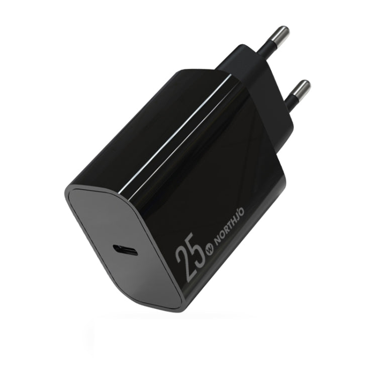 NORTHJO NOPD2501 PD 25W USB-C / Type-C Single Port Fast Charger, Plug Type:EU Plug(Black) - USB Charger by NORTHJO | Online Shopping South Africa | PMC Jewellery | Buy Now Pay Later Mobicred