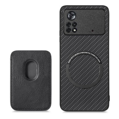 For Xiaomi Poco X4 Pro 5G Carbon Fiber Leather Card Magsafe Magnetic Phone Case(Black) - Poco X4 Pro 5G Cases by PMC Jewellery | Online Shopping South Africa | PMC Jewellery