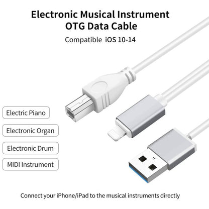 1m 8 Pin to USB + MIDI Electronic Music Instrument & OTG & Charging Multifunctional Cable Compatible with above iOS 10.3.2 - Video & Audio Cable by PMC Jewellery | Online Shopping South Africa | PMC Jewellery