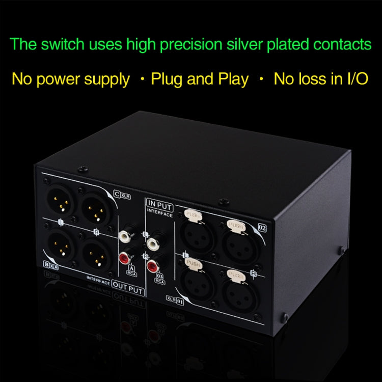 B033 3 Input To 3 Output Fully Balanced XLR Signal Passive Stereo Selector Switch Switcher -  by PMC Jewellery | Online Shopping South Africa | PMC Jewellery | Buy Now Pay Later Mobicred