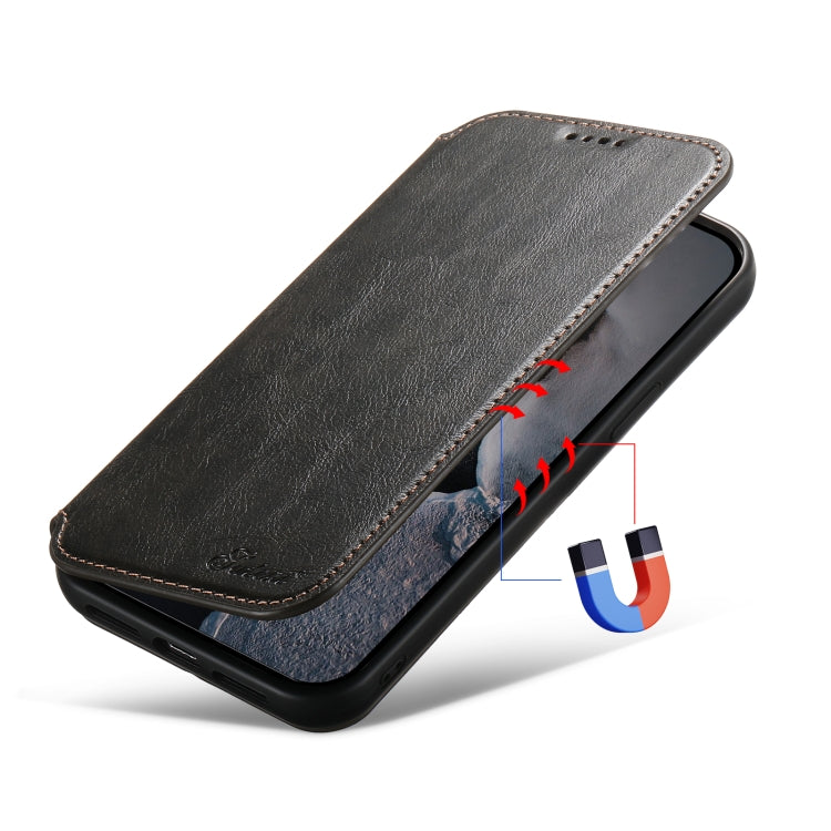 For iPhone 14 Pro Max Suteni J05 Leather Magnetic Magsafe Phone Case(Black) - iPhone 14 Pro Max Cases by Suteni | Online Shopping South Africa | PMC TechLife | Buy Now Pay Later Mobicred