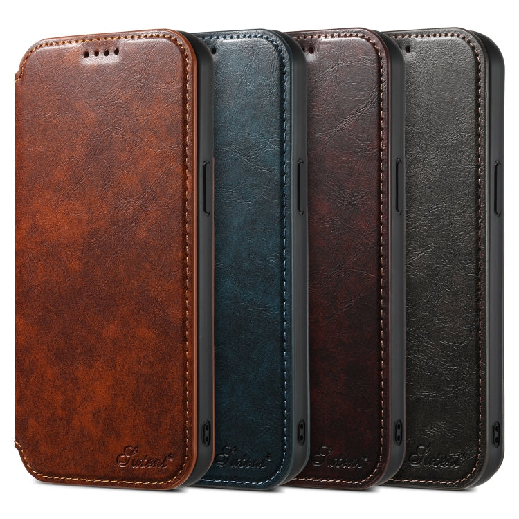 For iPhone 14 Pro Max Suteni J05 Leather Magnetic Magsafe Phone Case(Brown) - free shipping - PMC Jewellery - Order now!