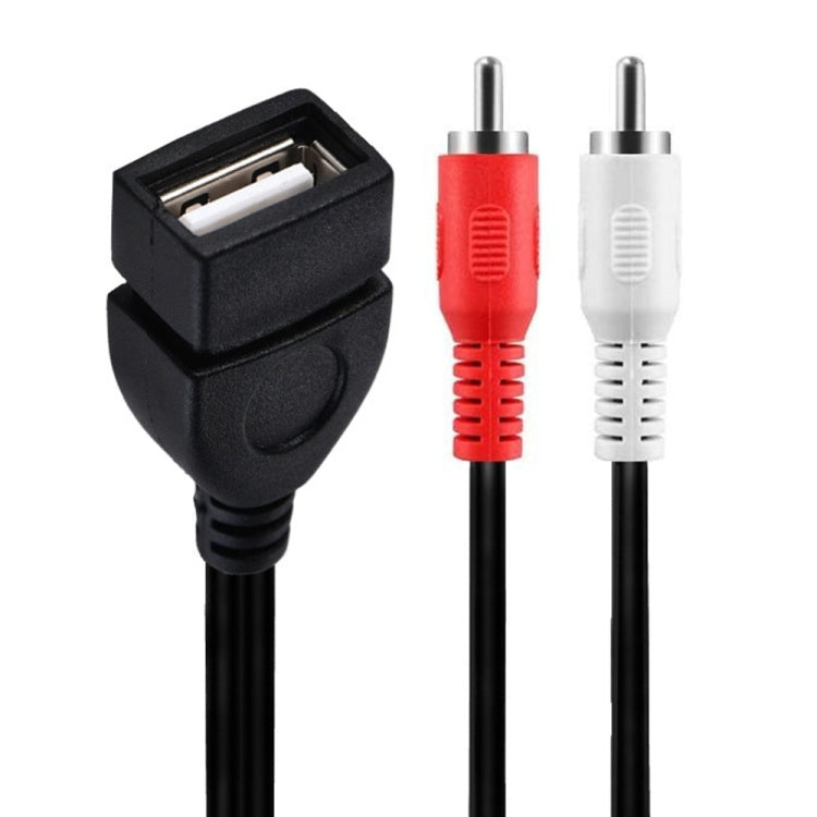 JUNSUNMAY USB 2.0 Female to 2 x RCA Male Video Audio Splitter Adapter Cable, Length:0.2m - Splitter Adapter by JUNSUNMAY | Online Shopping South Africa | PMC Jewellery