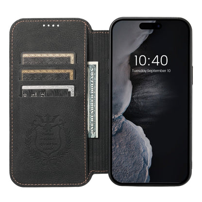 For iPhone 13 Suteni J06 Retro Matte Litchi Texture Leather Magnetic Magsafe Phone Case(Black) - iPhone 13 Cases by Suteni | Online Shopping South Africa | PMC Jewellery | Buy Now Pay Later Mobicred