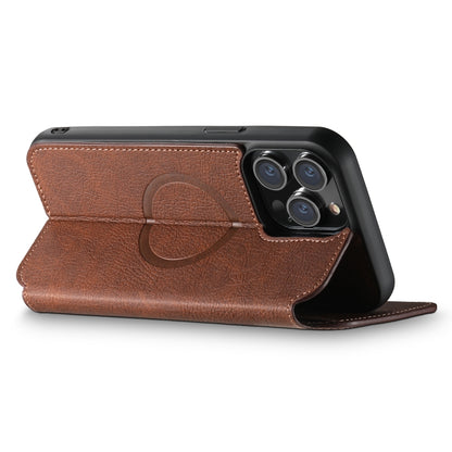 For iPhone 14 Pro Max Suteni J06 Retro Matte Litchi Texture Leather Magnetic Magsafe Phone Case(Brown) - iPhone 14 Pro Max Cases by Suteni | Online Shopping South Africa | PMC Jewellery | Buy Now Pay Later Mobicred