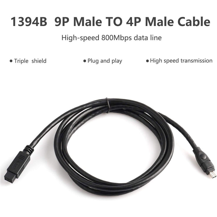 JUNSUNMAY FireWire High Speed Premium DV 800 9 Pin Male To FireWire 400 4 Pin Male IEEE 1394 Cable, Length:3m - 1394 Series by JUNSUNMAY | Online Shopping South Africa | PMC Jewellery | Buy Now Pay Later Mobicred