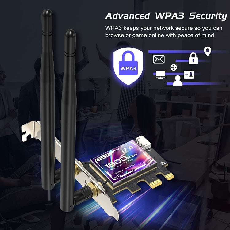 EDUP EP-9658 PCI-E WiFi 6 Card AX1800M Bluetooth 5.2 Adapter for Desktop PC, 2.4GHz/5.8GHz Dual Band Wireless PCI-E Internal Network Card - USB Network Adapter by EDUP | Online Shopping South Africa | PMC Jewellery | Buy Now Pay Later Mobicred