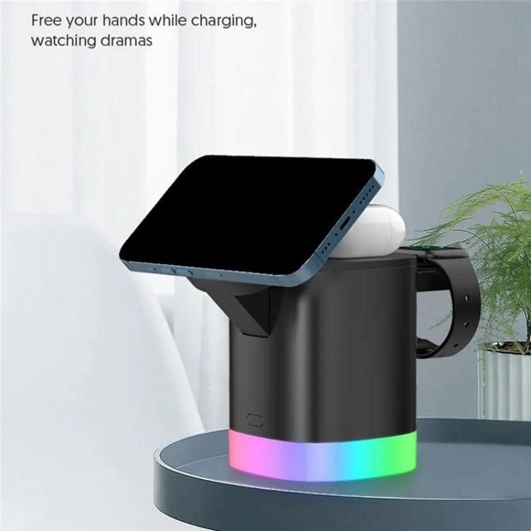 T15 3 in 1 Magnetic Magsafe Wireless Charger Folding Charging Stand For iPhone / iWatch / AirPods(Black) - Wireless Charger by PMC Jewellery | Online Shopping South Africa | PMC Jewellery | Buy Now Pay Later Mobicred