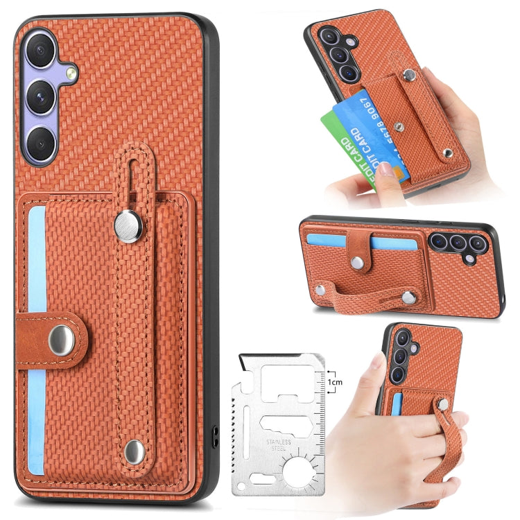 For Samsung Galaxy S25+ 5G Wristband Kickstand Wallet Back Phone Case with Tool Knife(Brown) - Galaxy S25+ 5G Cases by PMC Jewellery | Online Shopping South Africa | PMC Jewellery | Buy Now Pay Later Mobicred