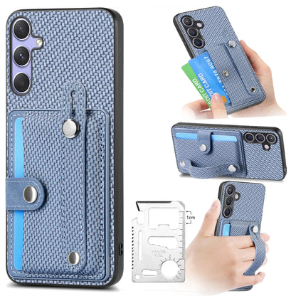 For Samsung Galaxy S25 Ultra 5G Wristband Kickstand Wallet Back Phone Case with Tool Knife(Blue) - Galaxy S25 Ultra 5G Cases by PMC Jewellery | Online Shopping South Africa | PMC Jewellery | Buy Now Pay Later Mobicred