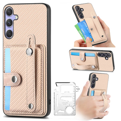 For Samsung Galaxy S25 Ultra 5G Wristband Kickstand Wallet Back Phone Case with Tool Knife(Khaki) - Galaxy S25 Ultra 5G Cases by PMC Jewellery | Online Shopping South Africa | PMC Jewellery | Buy Now Pay Later Mobicred