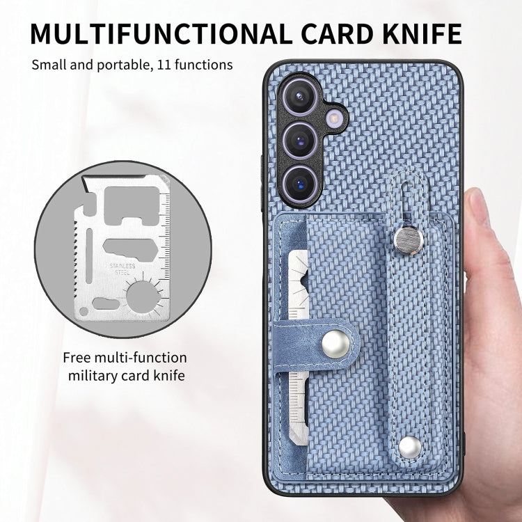 For Samsung Galaxy S25 5G Wristband Kickstand Wallet Back Phone Case with Tool Knife(Black) - Galaxy S25 5G Cases by PMC Jewellery | Online Shopping South Africa | PMC Jewellery | Buy Now Pay Later Mobicred