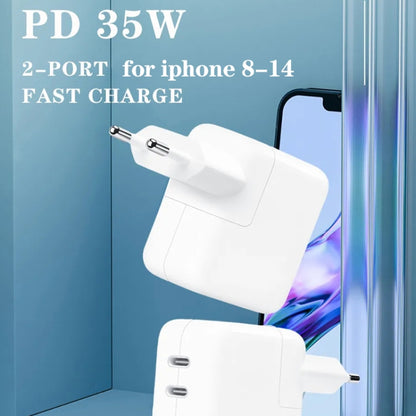 35W PD3.0 USB-C / Type-C Dual Port Charger with 2m Type-C to 8 Pin Data Cable, EU Plug - USB Charger by PMC Jewellery | Online Shopping South Africa | PMC Jewellery | Buy Now Pay Later Mobicred