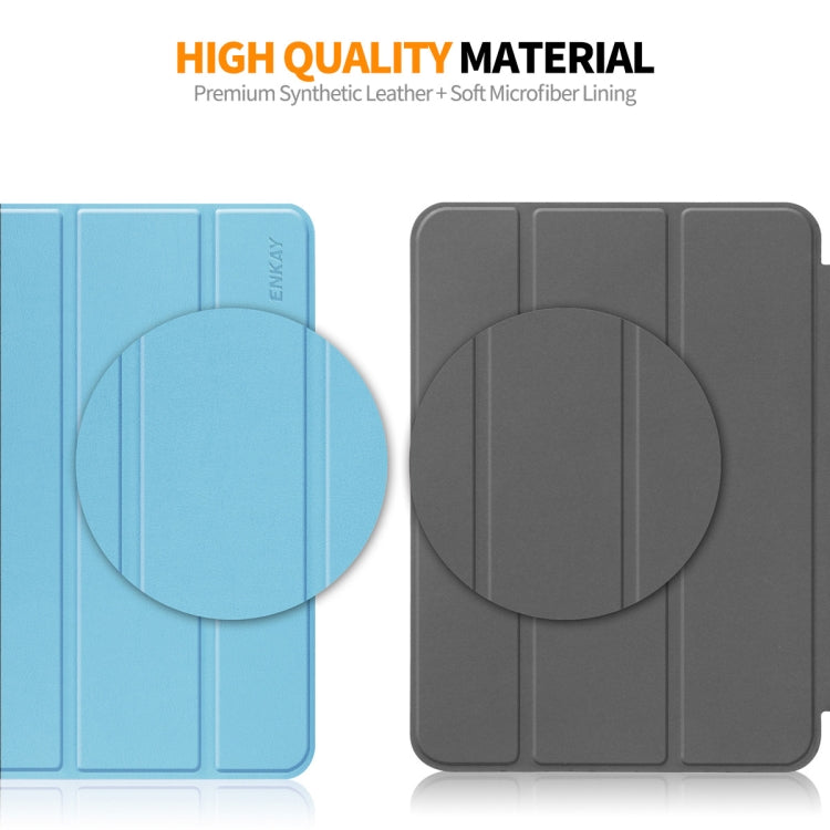 For Amazon Fire Max 11 ENKAY Tri-fold Custer Texture Leather Smart Tablet Case(Black) - Amazon by ENKAY | Online Shopping South Africa | PMC TechLife | Buy Now Pay Later Mobicred