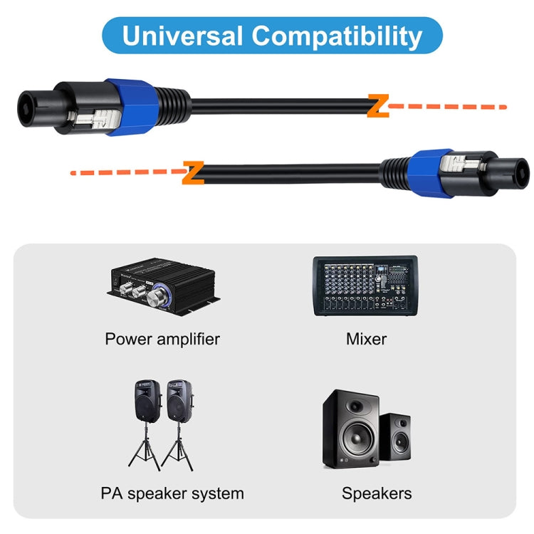 JUNSUNMAY Speakon Male to Speakon Male Audio Speaker Adapter Cable with Snap Lock, Length:10FT - Microphone Audio Cable & Connector by JUNSUNMAY | Online Shopping South Africa | PMC Jewellery | Buy Now Pay Later Mobicred