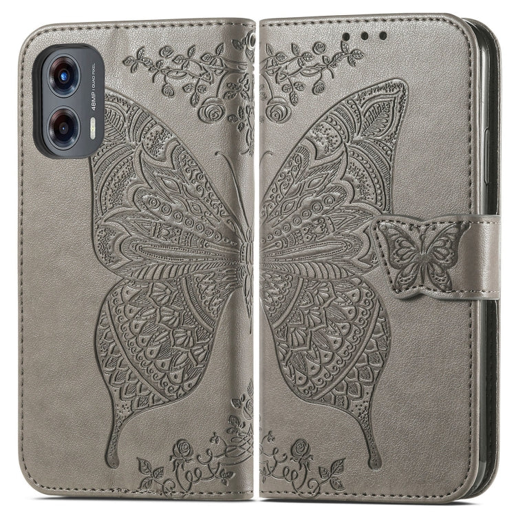 For Motorola Moto G Stylus 5G 2024 Butterfly Love Flower Embossed Leather Phone Case(Gray) - Motorola Cases by PMC Jewellery | Online Shopping South Africa | PMC Jewellery | Buy Now Pay Later Mobicred