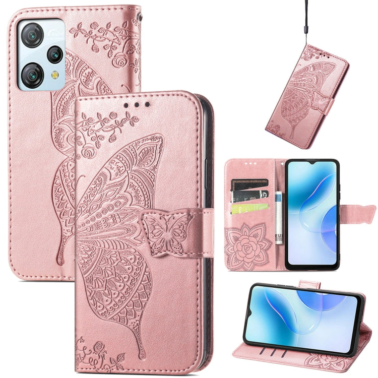 For Blackview A53 Butterfly Love Flower Embossed Leather Phone Case(Rose Gold) - More Brand by PMC Jewellery | Online Shopping South Africa | PMC Jewellery