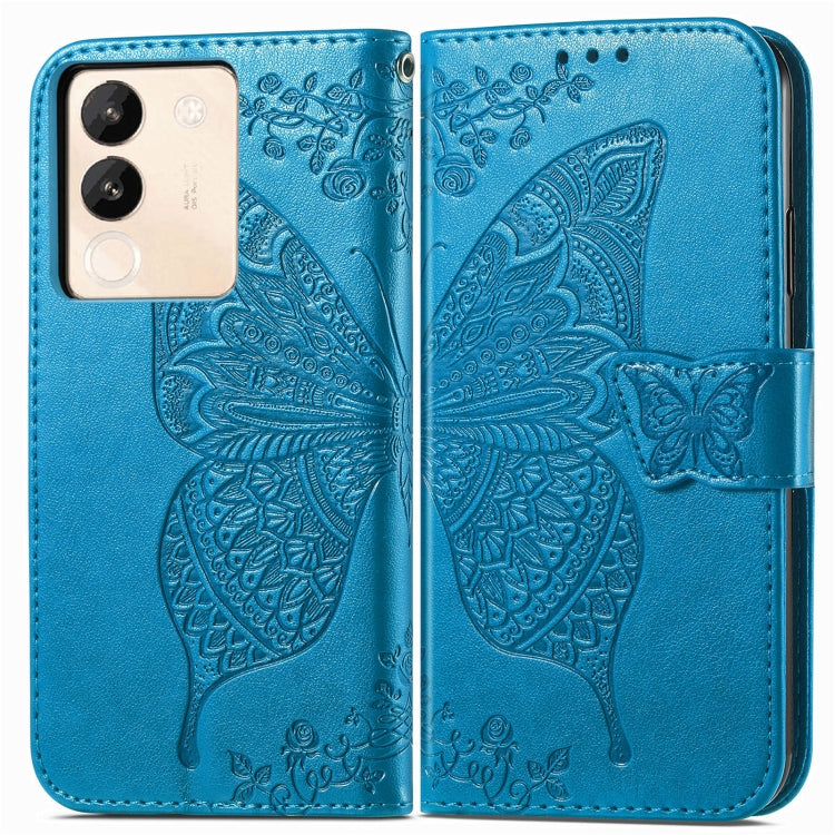 For vivo X100 Pro Butterfly Love Flower Embossed Leather Phone Case(Blue) - X100 Pro Cases by imak | Online Shopping South Africa | PMC Jewellery | Buy Now Pay Later Mobicred