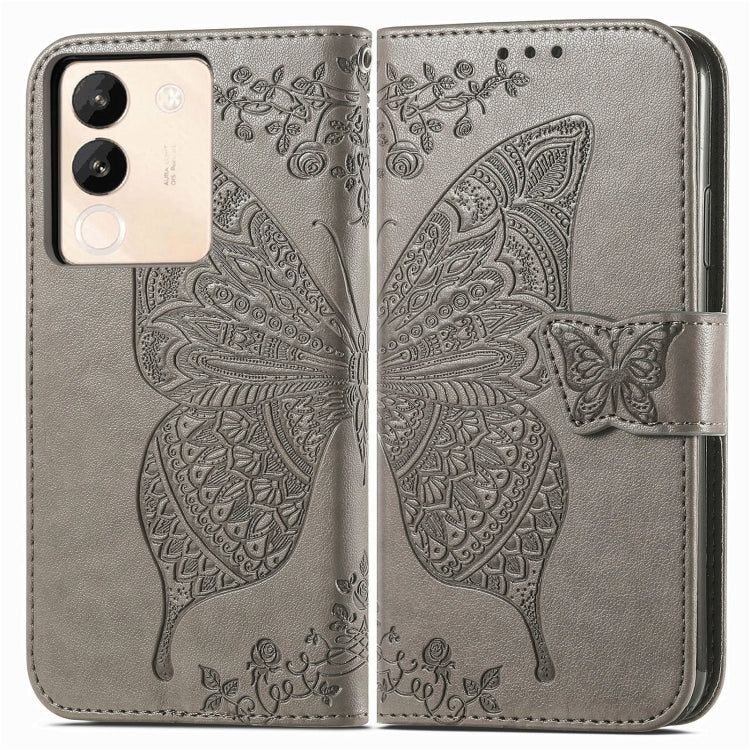 For vivo X100 Pro Butterfly Love Flower Embossed Leather Phone Case(Gray) - X100 Pro Cases by imak | Online Shopping South Africa | PMC Jewellery | Buy Now Pay Later Mobicred