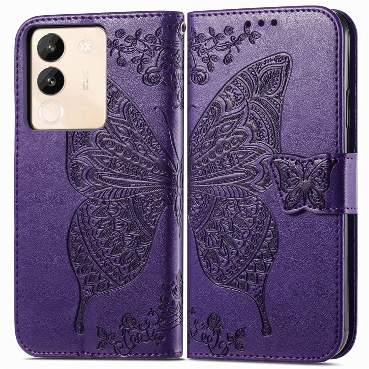 For vivo X100 Pro Butterfly Love Flower Embossed Leather Phone Case(Purple) - X100 Pro Cases by imak | Online Shopping South Africa | PMC Jewellery | Buy Now Pay Later Mobicred