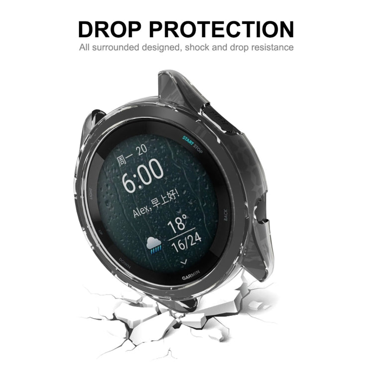 For Garmin Forerunner 965 ENKAY Hat-Prince Transparent TPU Frame Drop Protection Case(Grey) - Watch Cases by ENKAY | Online Shopping South Africa | PMC TechLife | Buy Now Pay Later Mobicred