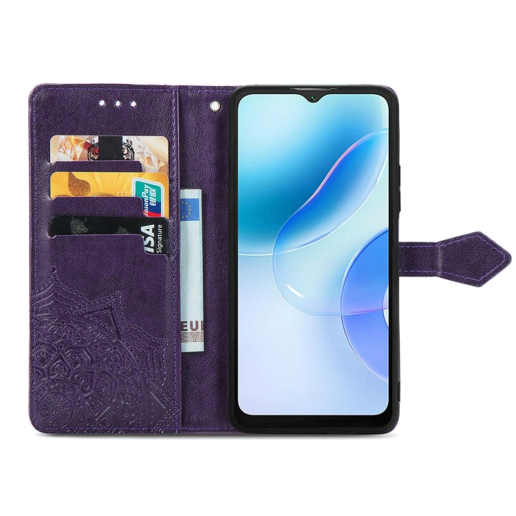 For Blackview A53 Mandala Flower Embossed Leather Phone Case(Purple) - More Brand by PMC Jewellery | Online Shopping South Africa | PMC Jewellery | Buy Now Pay Later Mobicred