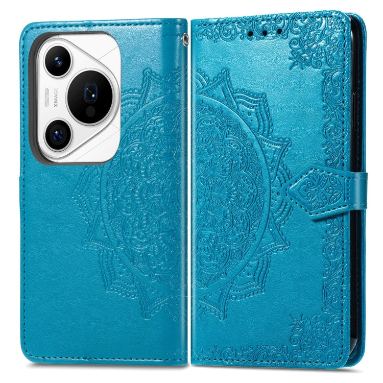 For Huawei Pura 70 Pro+ Mandala Flower Embossed Leather Phone Case(Blue) - Huawei Cases by PMC Jewellery | Online Shopping South Africa | PMC Jewellery | Buy Now Pay Later Mobicred