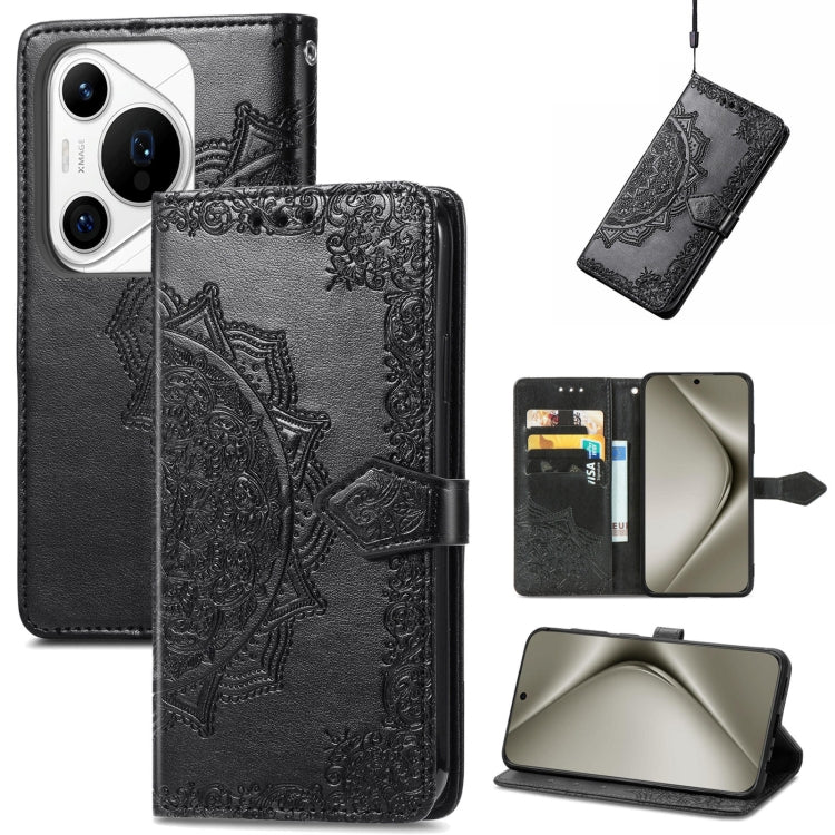 For Huawei Pura 70 Ultra Mandala Flower Embossed Leather Phone Case(Black) - Huawei Cases by PMC Jewellery | Online Shopping South Africa | PMC Jewellery | Buy Now Pay Later Mobicred