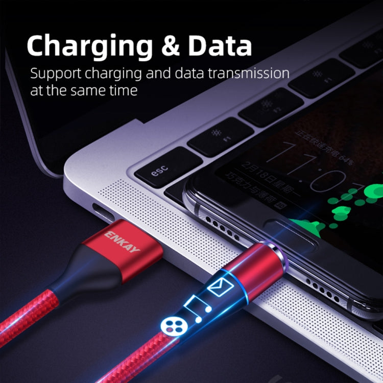 ENKAY 2 in 1 5A USB to Type-C + 8 Pin Magnetic Fast Charging Data Cable with LED Light, Length: 1m(Black) - Charging Cable & Head by ENKAY | Online Shopping South Africa | PMC Jewellery | Buy Now Pay Later Mobicred