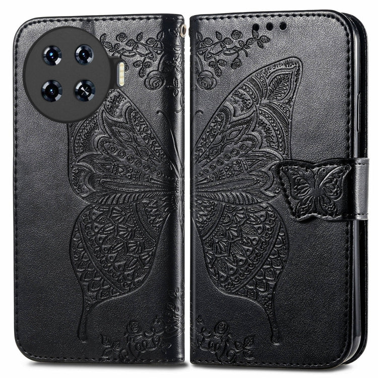 For Tecno Spark 20 Pro+ Butterfly Love Flower Embossed Leather Phone Case(Black) - Tecno Cases by PMC TechLife | Online Shopping South Africa | PMC TechLife | Buy Now Pay Later Mobicred