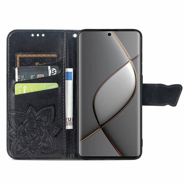 For Tecno Spark 20 Pro+ Butterfly Love Flower Embossed Leather Phone Case(Black) - Tecno Cases by PMC TechLife | Online Shopping South Africa | PMC TechLife | Buy Now Pay Later Mobicred