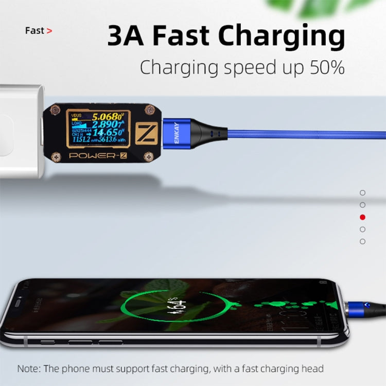 ENKAY 2 in 1 3A USB to 8 Pin + Type-C Magnetic Fast Charging Data Cable, Length:1m(Blue) - Charging Cable & Head by ENKAY | Online Shopping South Africa | PMC Jewellery | Buy Now Pay Later Mobicred