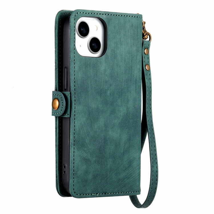 For iPhone 14 Pro Max Geometric Zipper Wallet Side Buckle Leather Phone Case(Green) - free shipping - PMC TechLife - Order now!