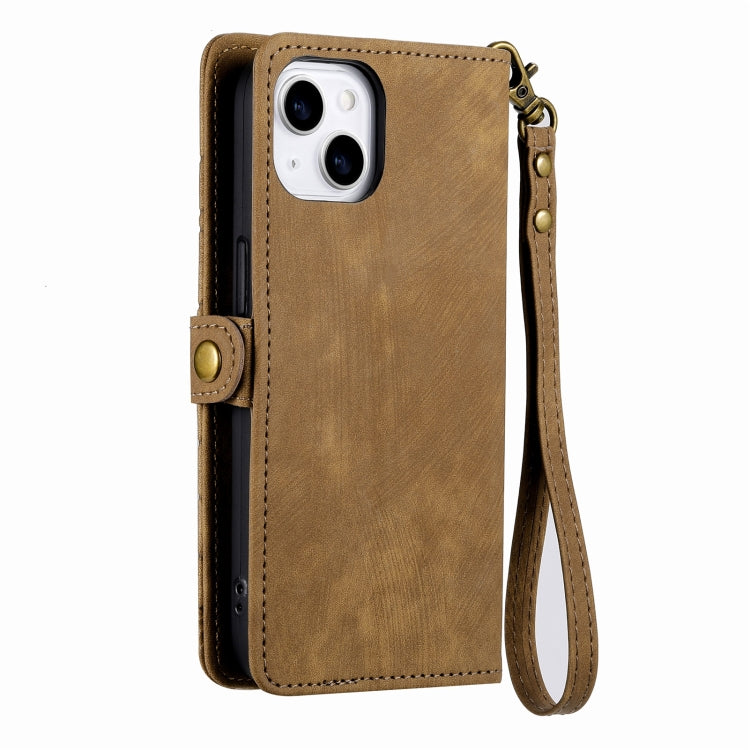For iPhone 11 Pro Geometric Zipper Wallet Side Buckle Leather Phone Case(Brown) - free shipping - PMC TechLife - Order now!