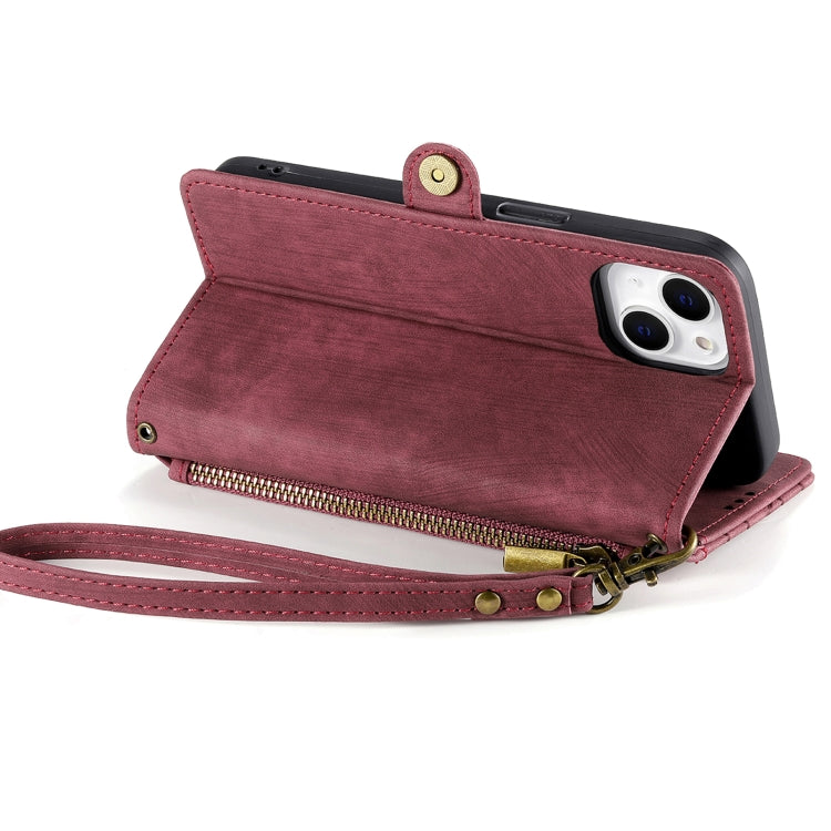 For iPhone 15 Pro Max Geometric Zipper Wallet Side Buckle Leather Phone Case(Red) - free shipping - PMC TechLife - Order now!