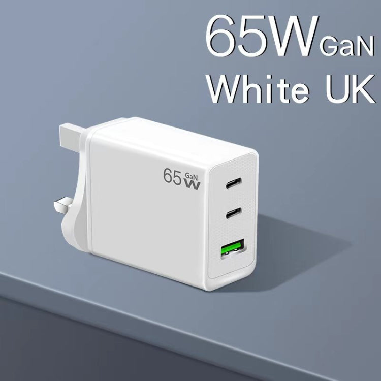 GaN PD65W Type-C x 2 + USB3.0 Laptop Adapter ,EU Plug(White) - free shipping - PMC Jewellery - Order now!