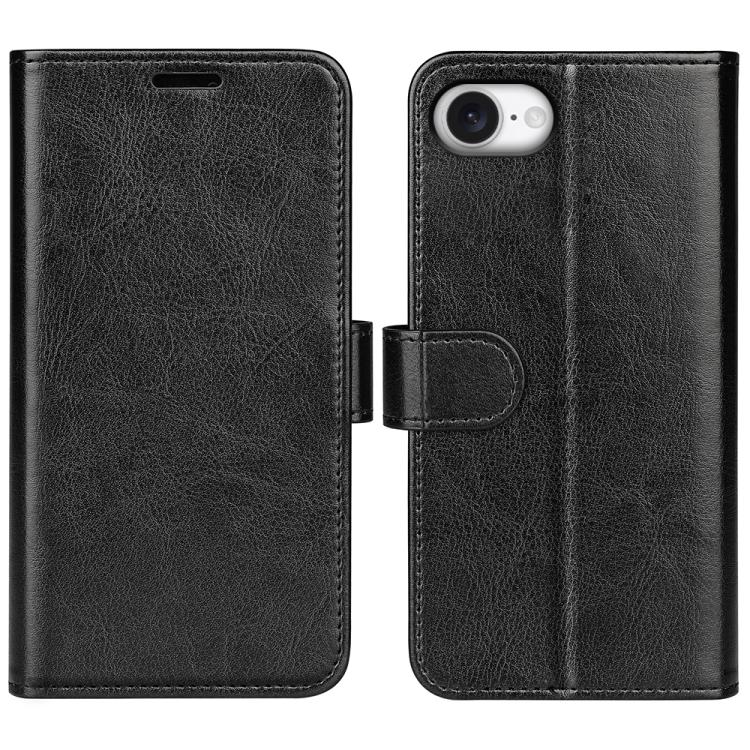 For iPhone 16e R64 Texture Horizontal Flip Leather Phone Case(Black) - iPhone 16e Cases by PMC TechLife | Online Shopping South Africa | PMC TechLife | Buy Now Pay Later Mobicred